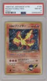 Rocket's Moltres from the 1998 Pokemon JPN set graded by PSA and given an overall grade of 8.