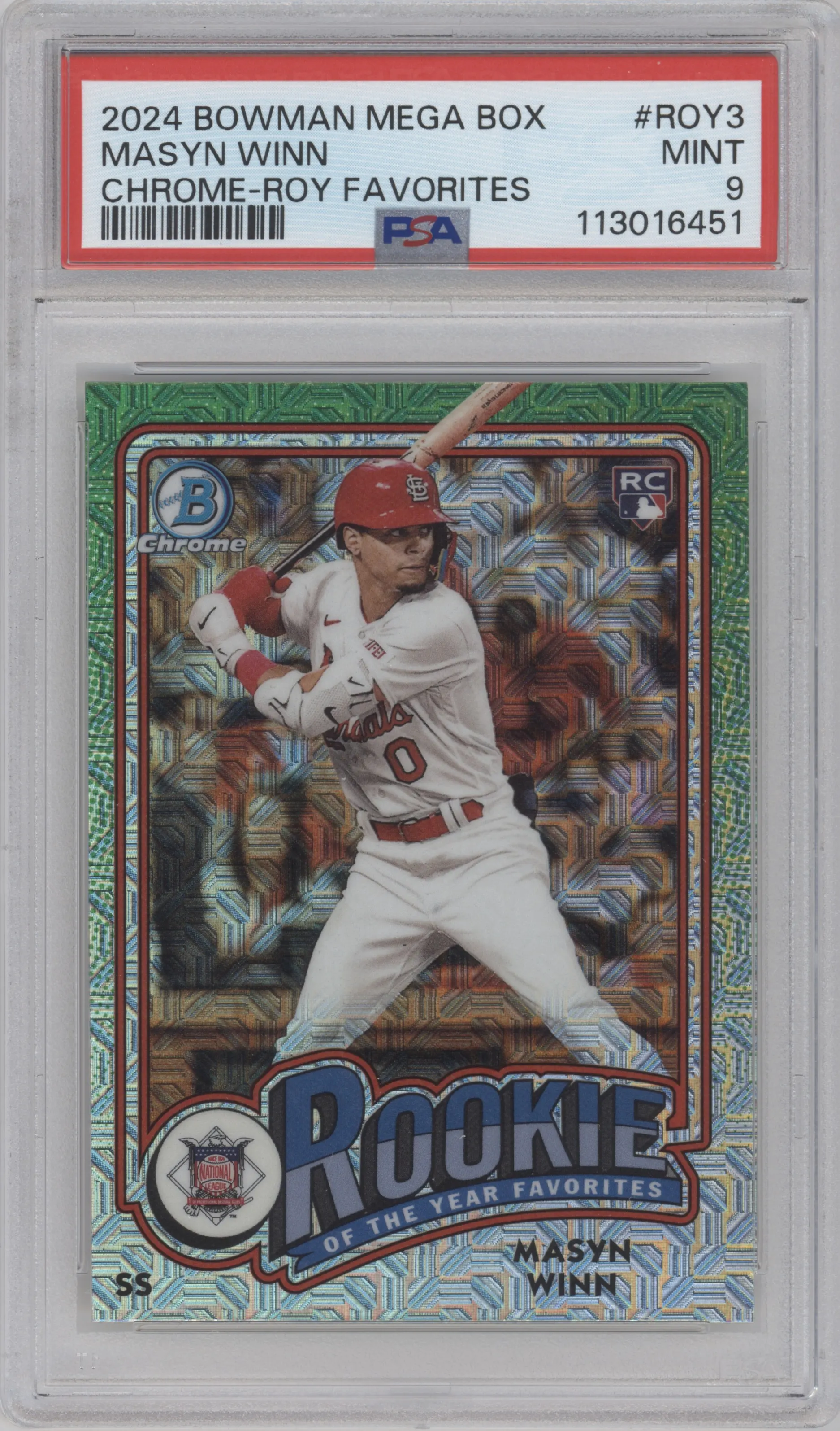 2024 Bowman Mega Box ROTY Favorites Masyn Winn PSA 9