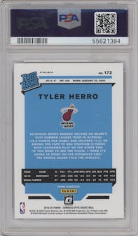 Tyler Herro from the 2019-20 Panini Donruss Optic set featuring a Fanatics Box Set parallel graded by PSA and given an overall grade of 8.