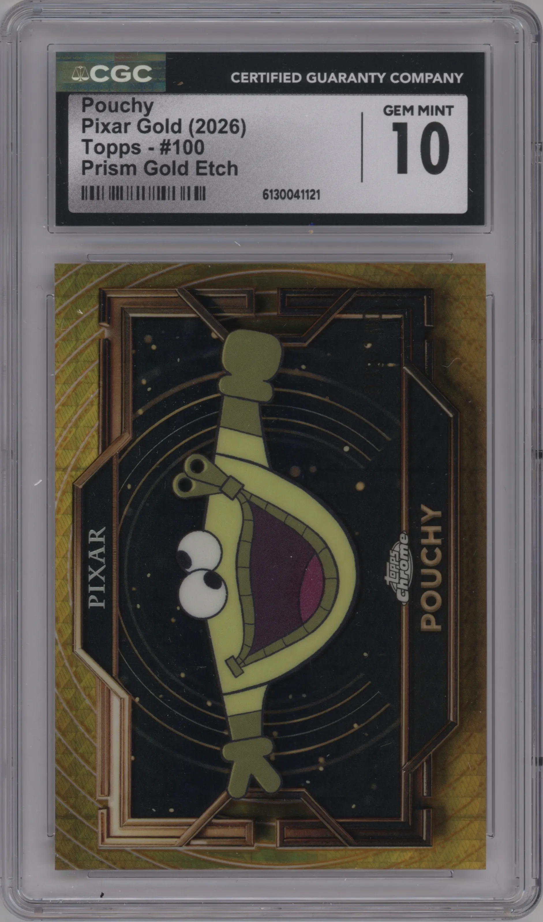 2025 Topps Pixar Gold Pouchy Gold Prism Etch Refractor #100 CGC 10