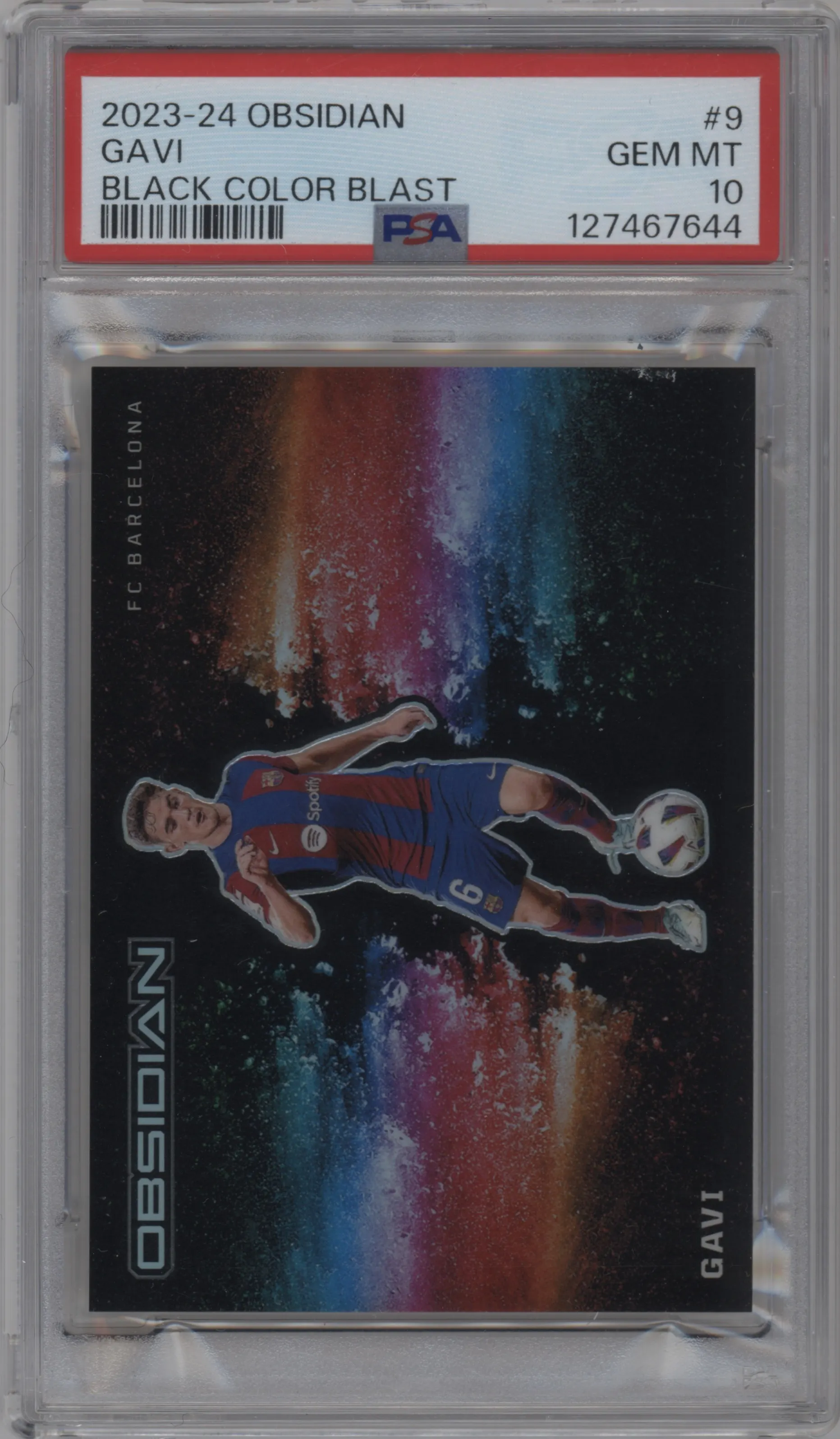 2023 Panini Obsidian Black Colorblast Gavi #9 PSA 10