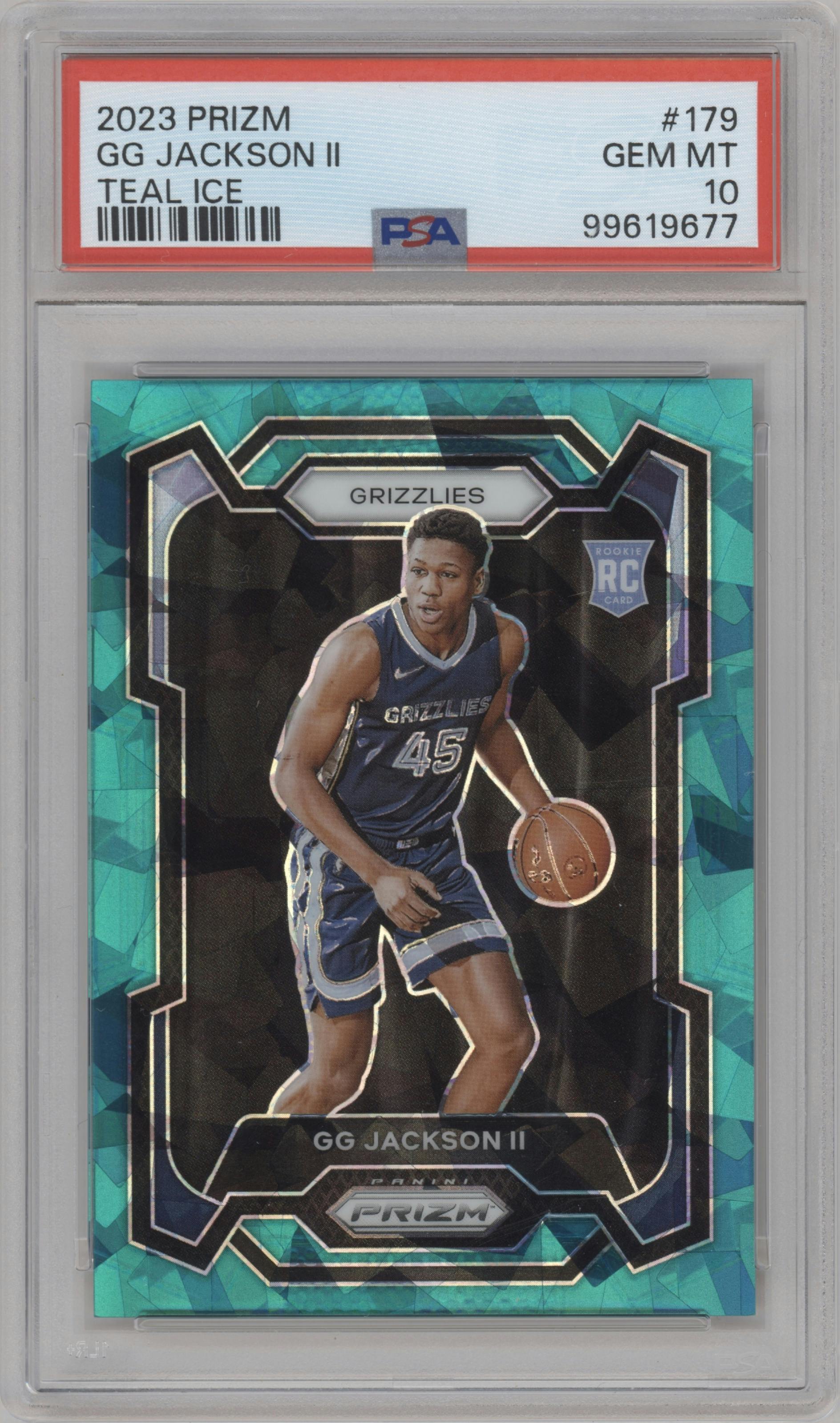 GG Jackson II from the 2023-24 Panini Prizm set featuring a Teal Ice parallel graded by PSA and given an overall grade of 10.