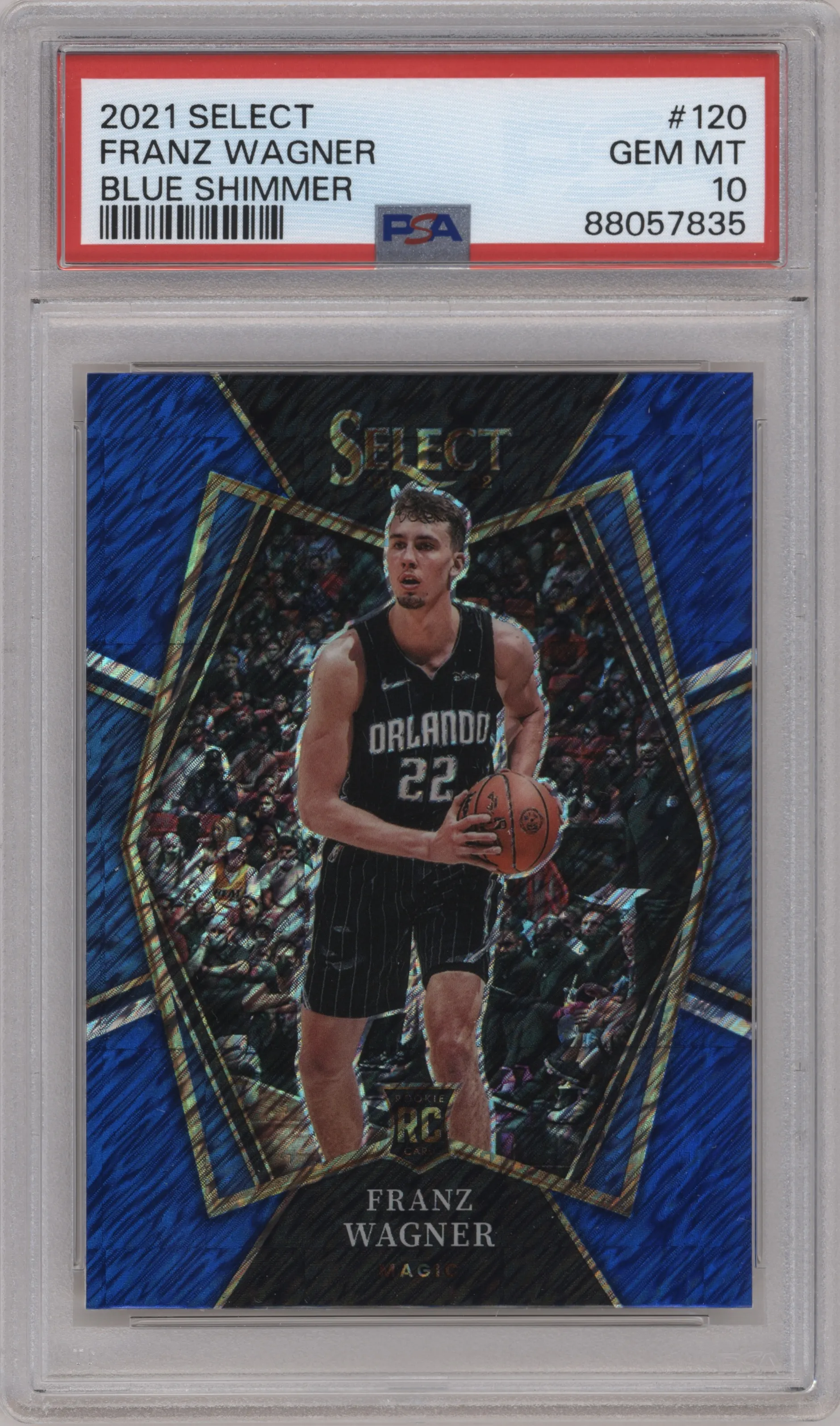 2021 Panini Select Pre.Lvl. Franz Wagner Blue Shimmer #120 PSA 10