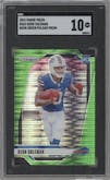 Keon Coleman from the 2024 Panini Prizm set featuring a Neon Green Pulsar  parallel graded by SGC and given an overall grade of 10.
