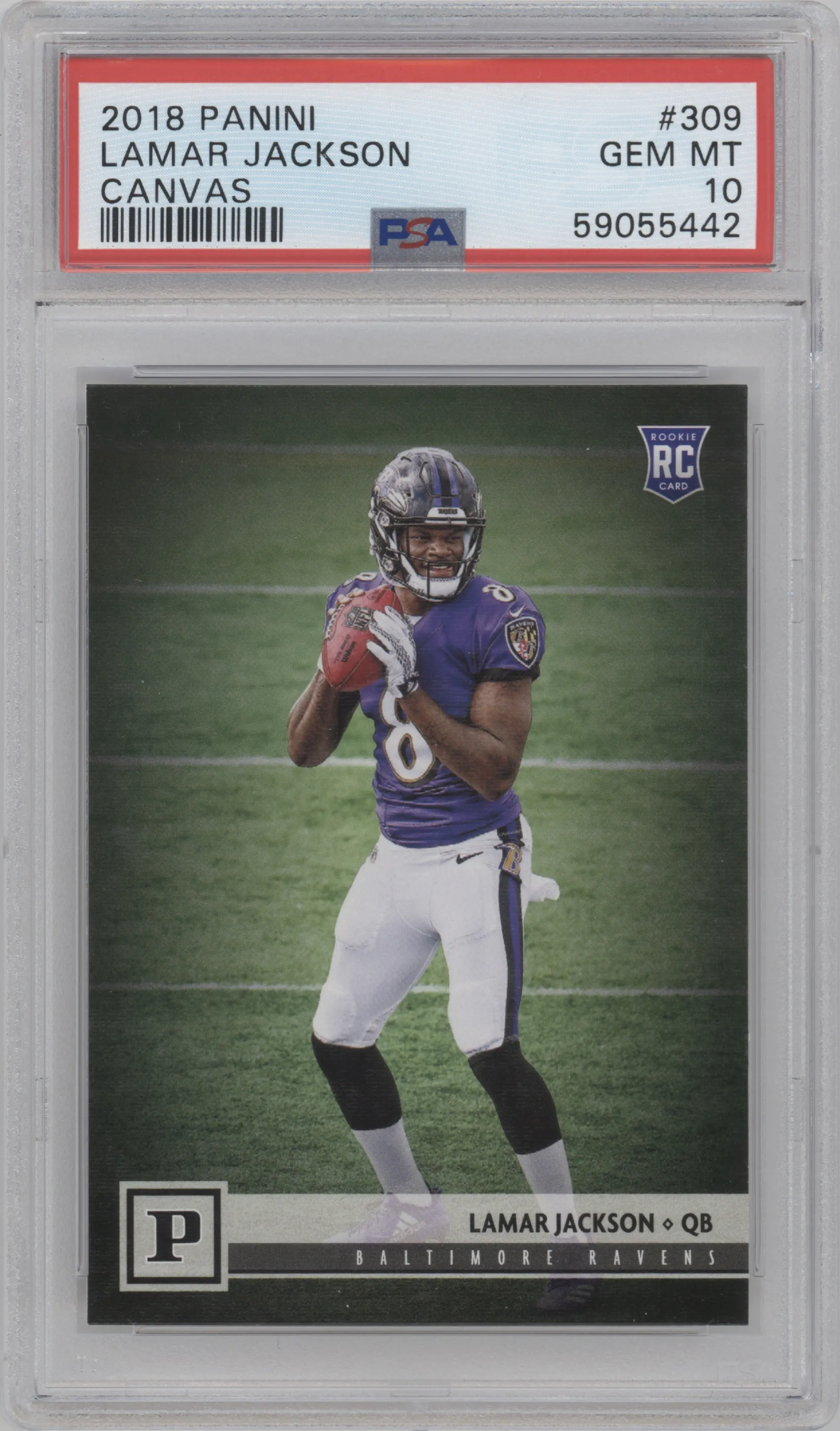 2018 Panini Canvas Rookies SP Lamar Jackson #309 PSA 10