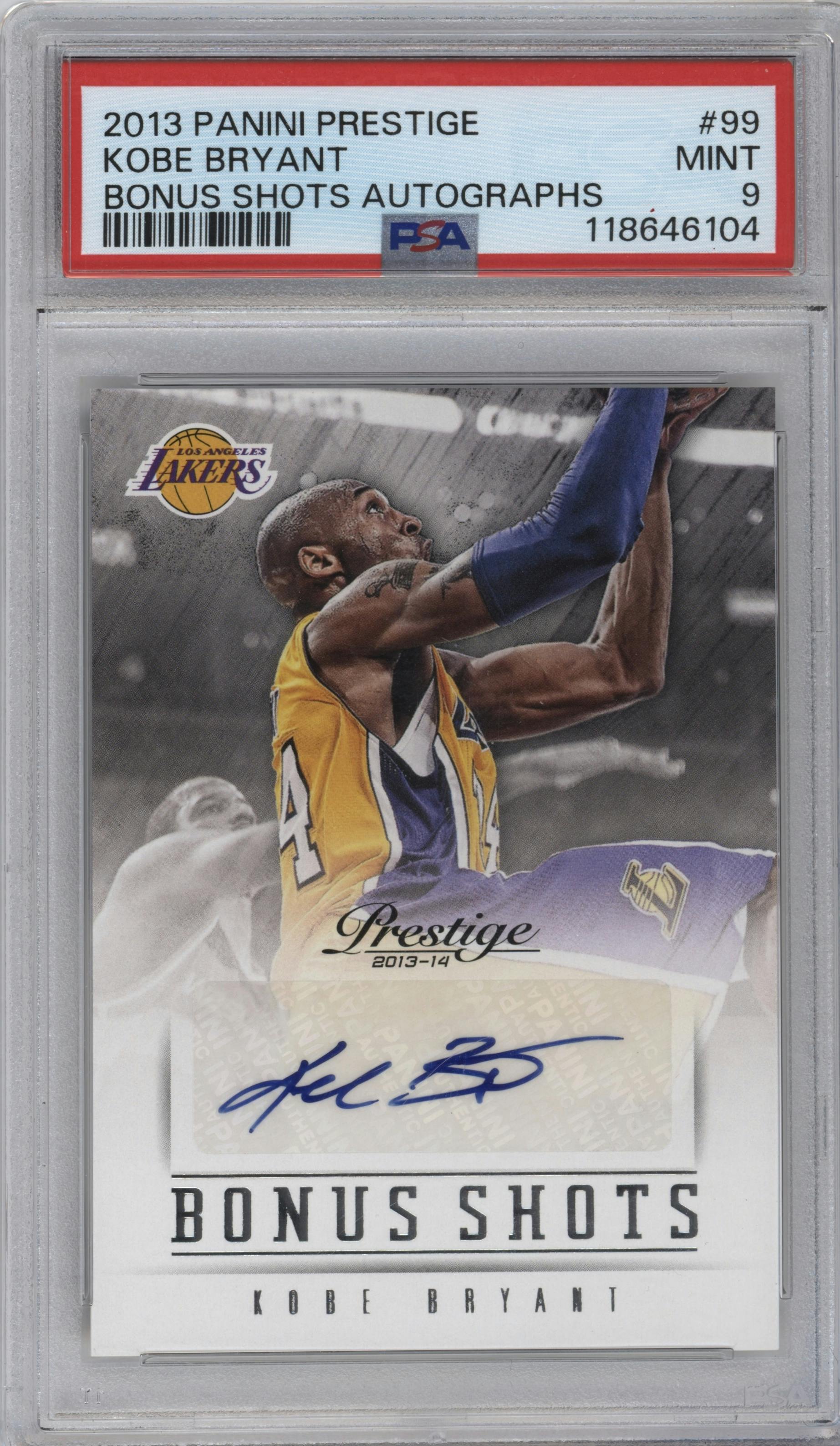Kobe Bryant from the 2013-14 Panini Prestige set graded by PSA and given an overall grade of 9.