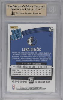 Luka Doncic from the 2018-19 Panini Donruss Optic set graded by Beckett and given an overall grade of 9.5.