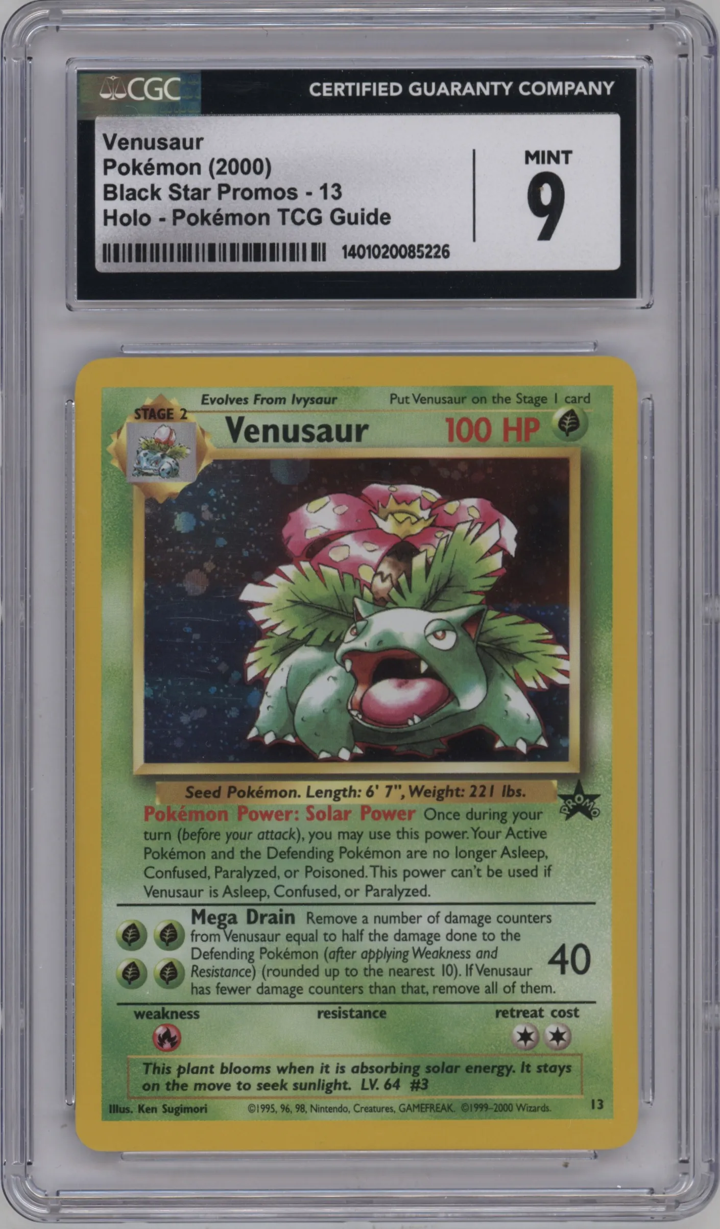 2000 Pokemon WoTC Venusaur Pokémon Trading Card Game: Official Nintendo Player's Guide #13 CGC 9