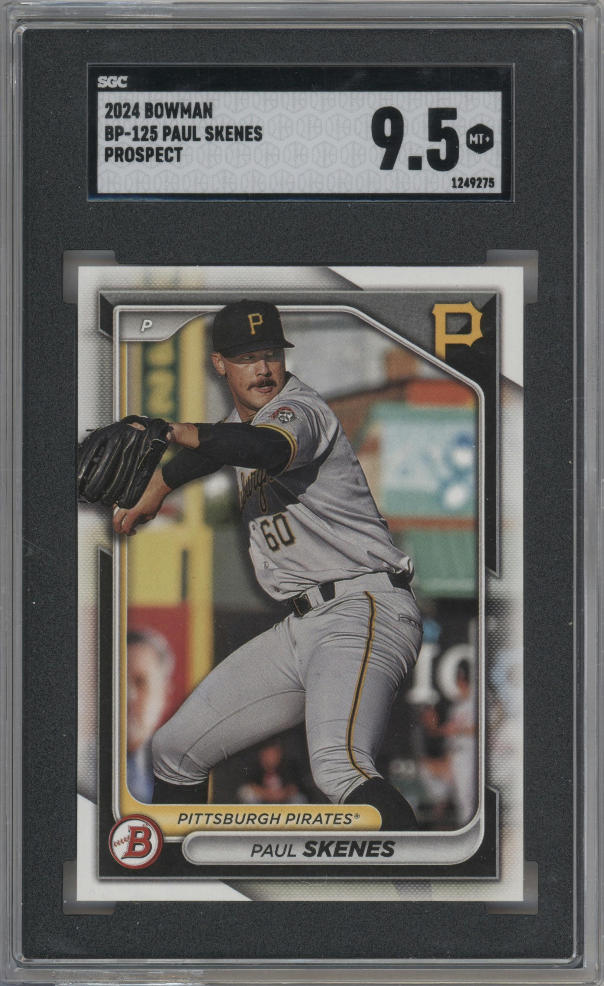Paul Skenes from the 2024 Bowman set graded by SGC and given an overall grade of 9.5.