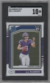 J.J. McCarthy from the 2024 Donruss Optic set graded by SGC and given an overall grade of 10.