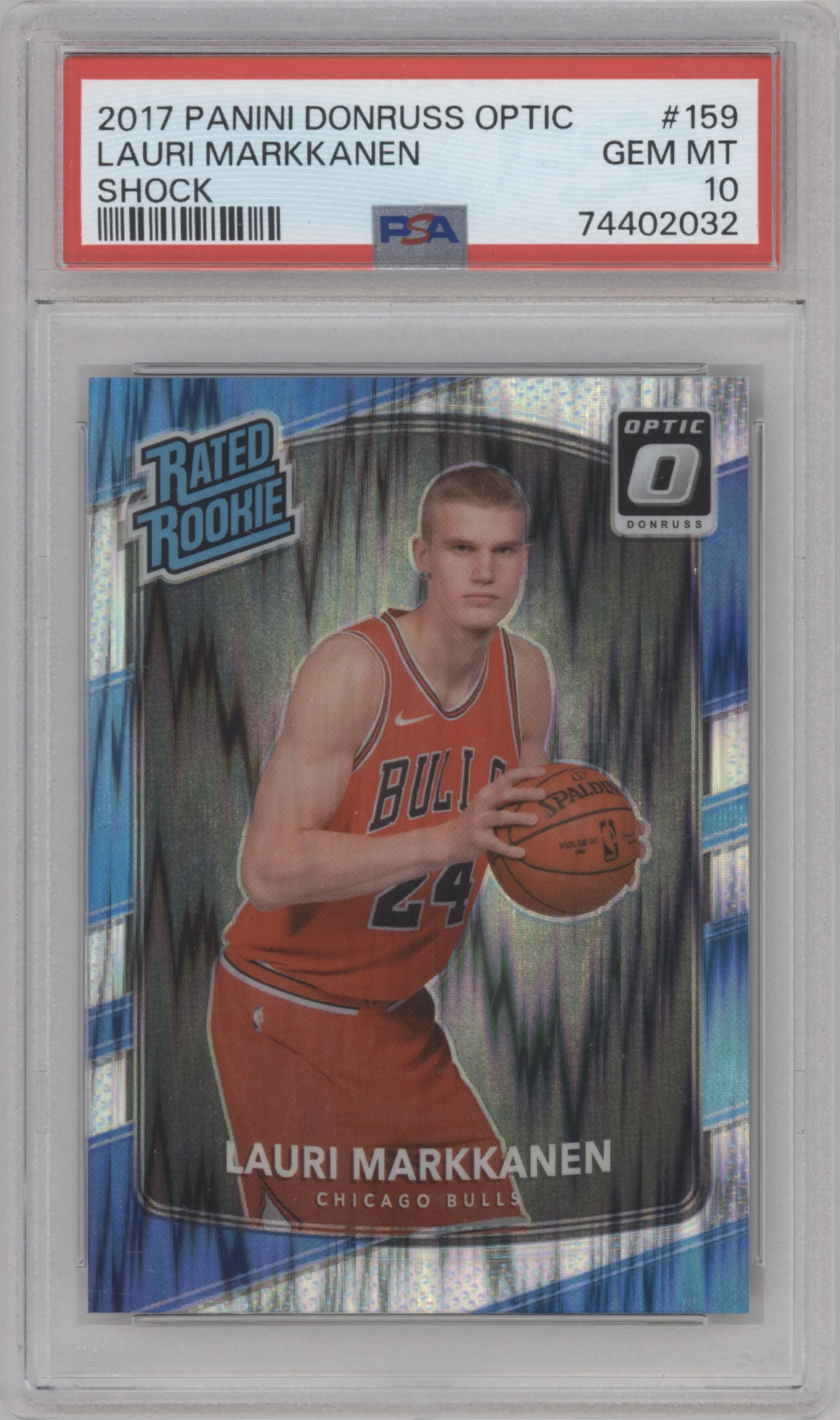 2017 Panini Donruss Optic Rated Rookie Lauri Markkanen Shock PSA 10