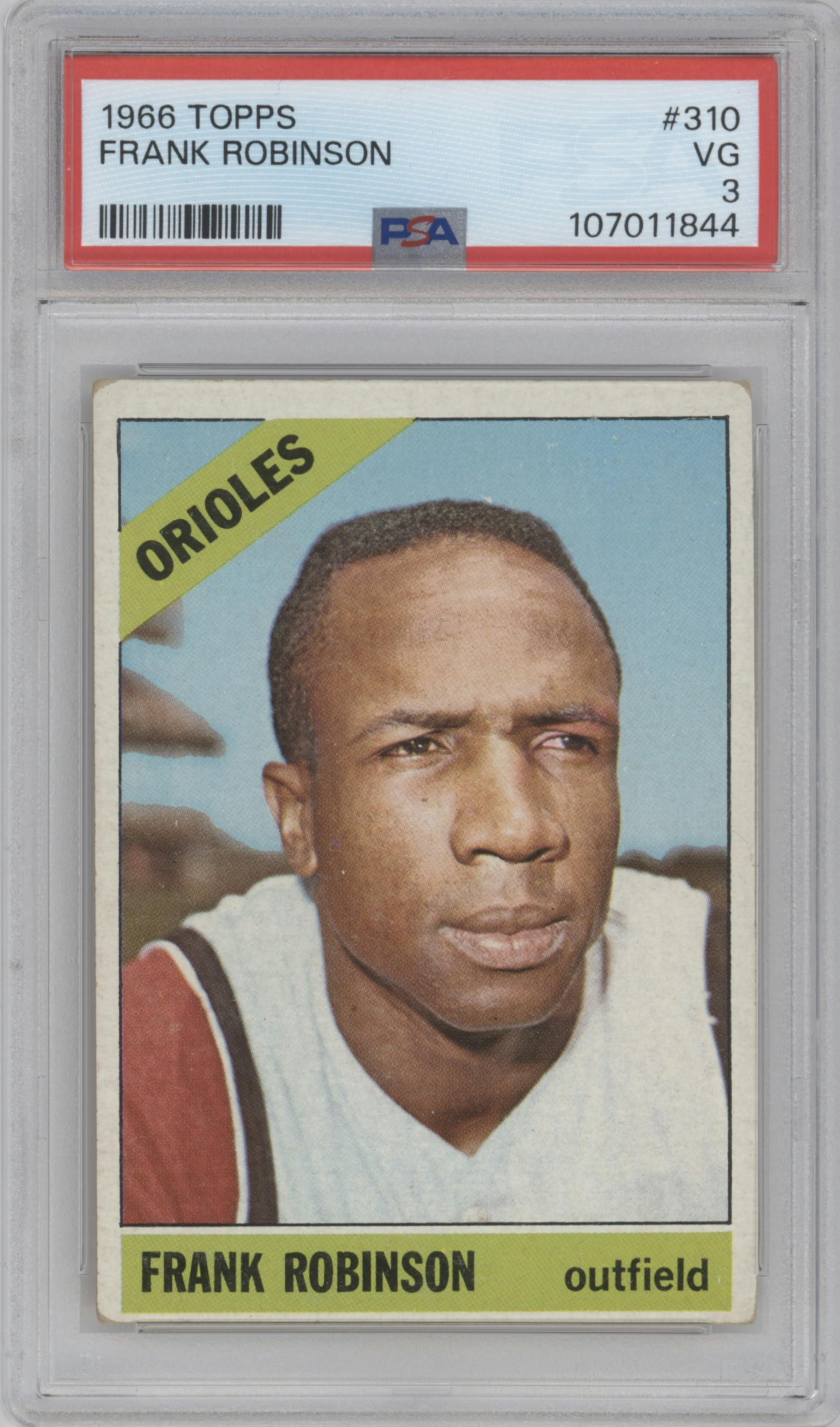 Frank Robinson from the 1966 Topps set graded by PSA and given an overall grade of 3.