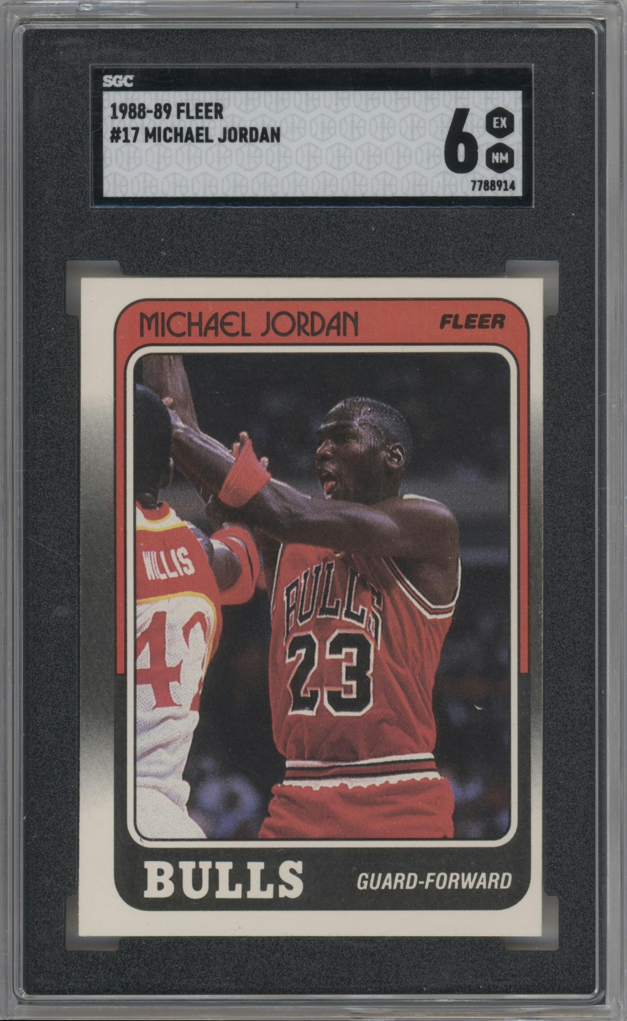 Michael Jordan from the 1988-89 Fleer set graded by SGC and given an overall grade of 6.