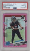 Bijan Robinson from the 2023 Donruss Optic set featuring a Pink parallel graded by PSA and given an overall grade of 10.