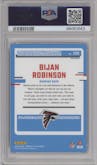 Bijan Robinson from the 2023 Donruss Optic set featuring a Pink parallel graded by PSA and given an overall grade of 10.