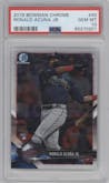 Ronald Acuna Jr. from the 2018 Bowman Chrome set graded by PSA and given an overall grade of 10.