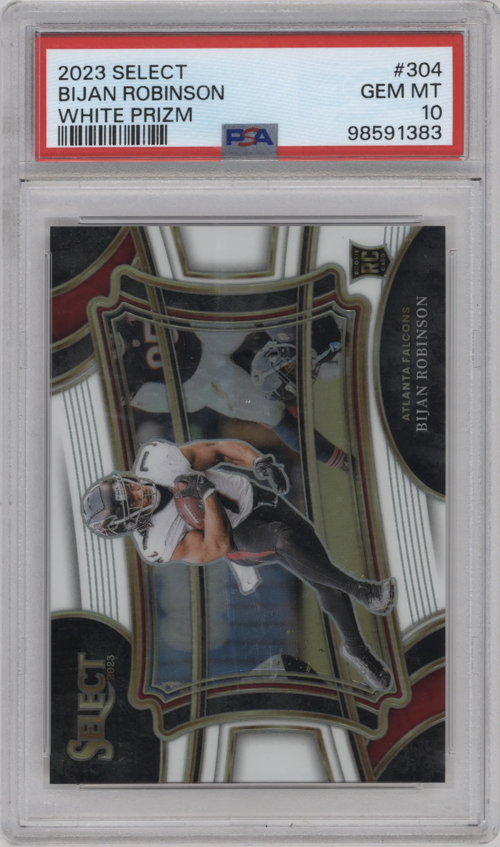2023 Panini Select Field Lvl. Bijan Robinson White Prizm #304 PSA 10