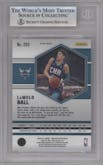 LaMelo Ball from the 2020-21 Panini Mosaic set featuring a Pink Camo parallel graded by Beckett and given an overall grade of 9.