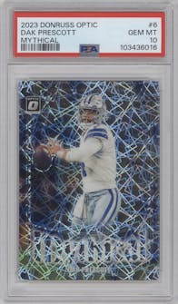 Dak Prescott from the 2023 Donruss Optic set graded by PSA and given an overall grade of 10.