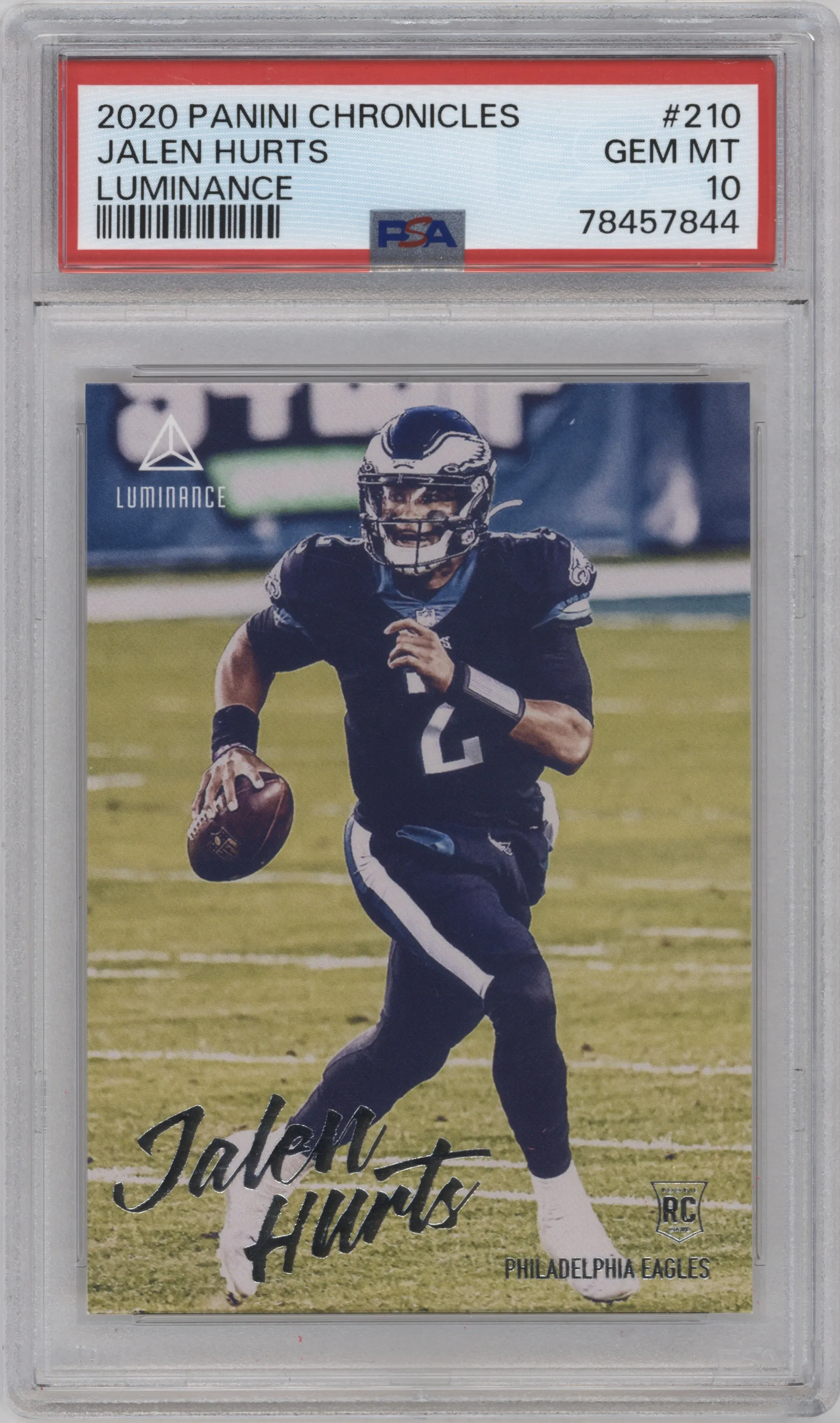 2020 Panini Chronicles Luminance Jalen Hurts PSA 10