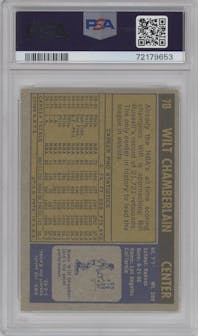 Wilt Chamberlain from the 1971-72 Topps set graded by PSA and given an overall grade of 4.