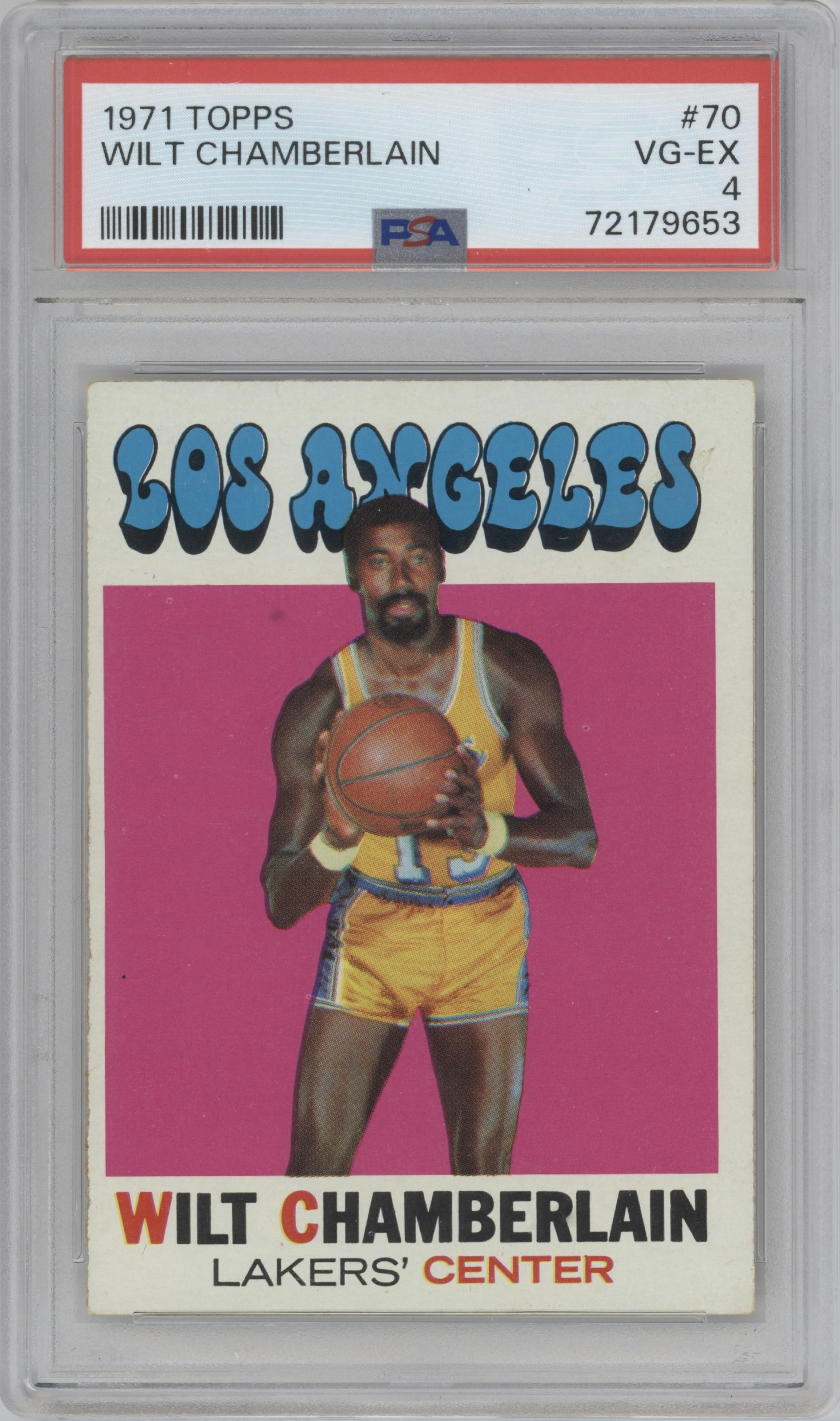 Wilt Chamberlain from the 1971-72 Topps set graded by PSA and given an overall grade of 4.