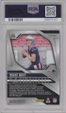 Drake Maye from the 2024 Panini Prizm set featuring a Silver Prizm parallel graded by PSA and given an overall grade of 9.
