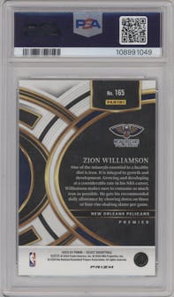 Zion Williamson from the 2023-24 Panini Select  set featuring a Tiger parallel graded by PSA and given an overall grade of 8.