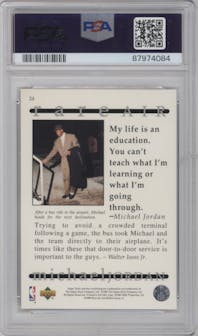 Michael Jordan  from the 1997 Upper Deck Michael Jordan Rare Air Tribute Box Set set graded by PSA and given an overall grade of 10.