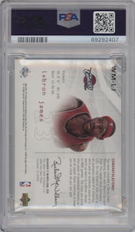 LeBron James from the 2004-05 Upper Deck SPx set graded by PSA and given an overall grade of 9.