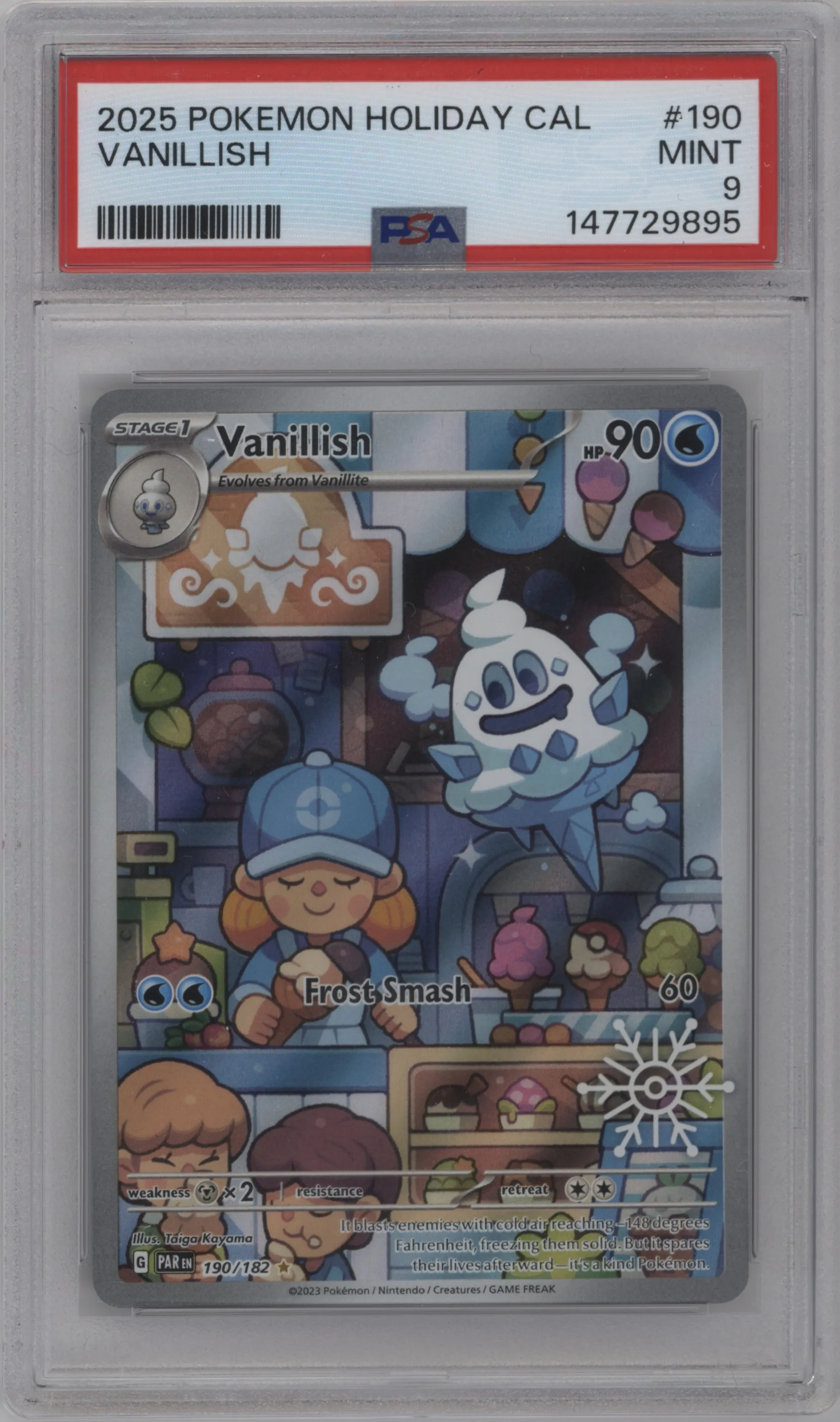 2025 Pokemon Holiday Calendar Paradox Rift Vanillish PSA 9