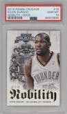 Kevin Durant from the 2013-14 Panini Crusade set featuring a Gold parallel graded by PSA and given an overall grade of 10.