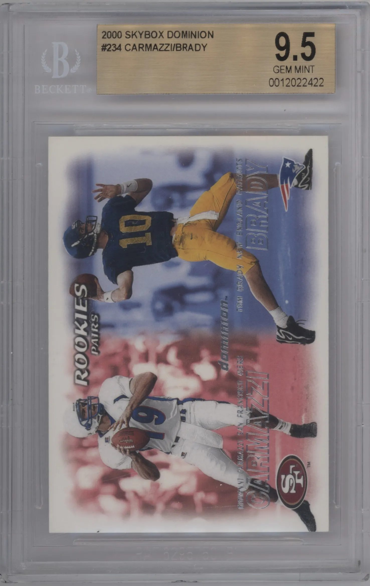 2000 Skybox Dominion Giovanni Carmazzi/Tom Brady #234 BGS 9.5