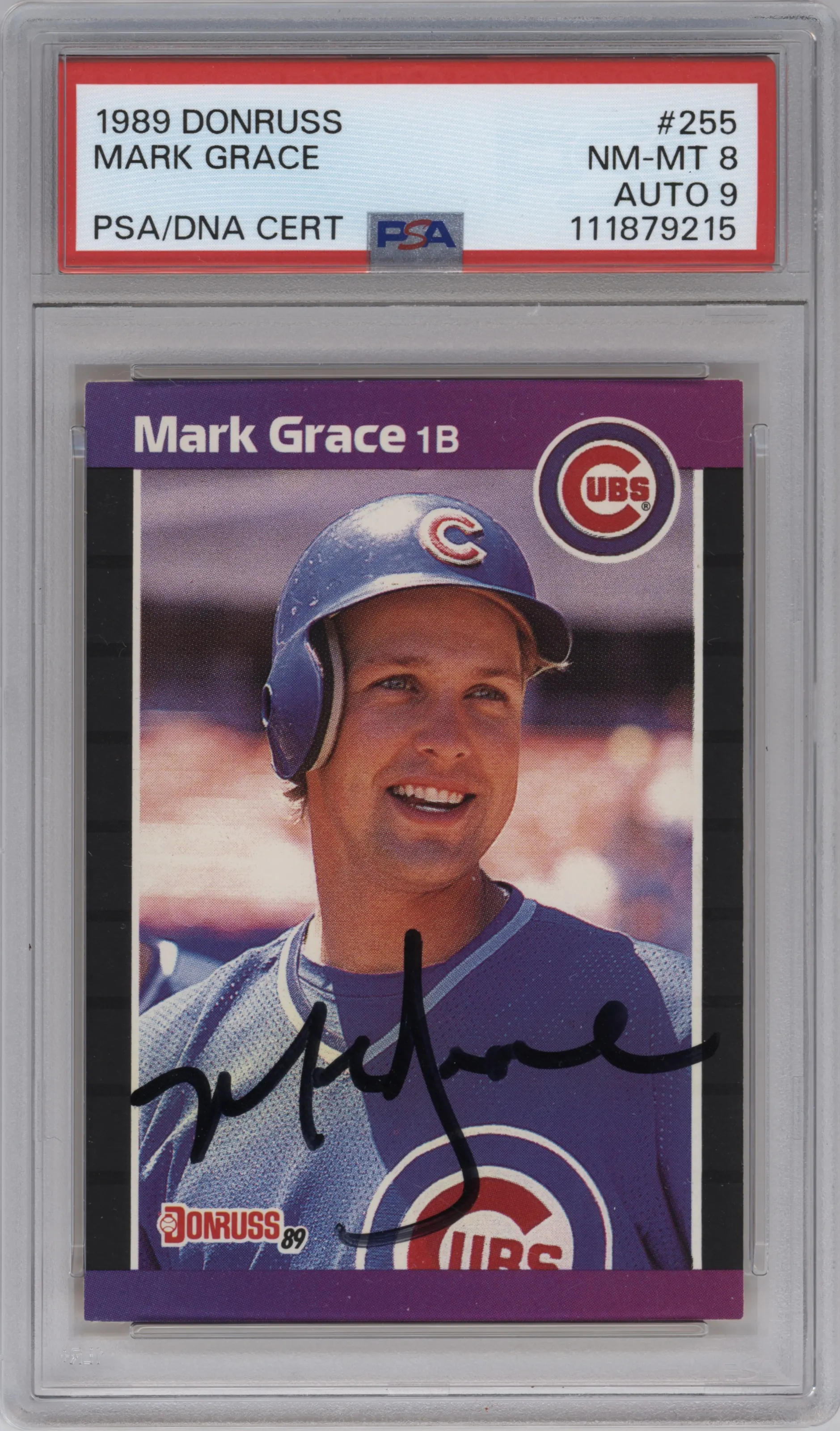 1989 Donruss Mark Grace #255 PSA 8