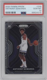 Anthony Edwards from the 2020-21 Panini Prizm set graded by PSA and given an overall grade of 10.