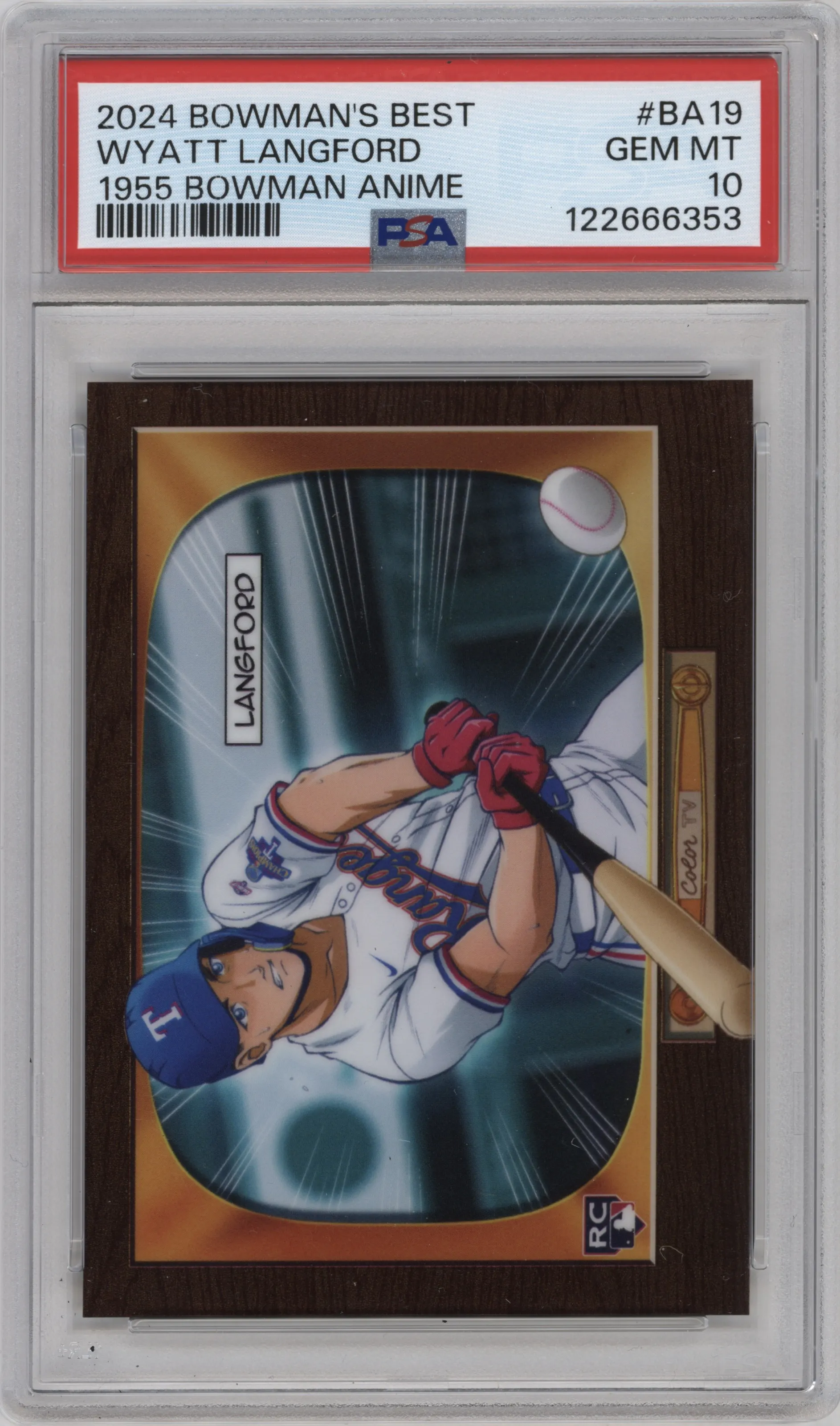 Wyatt Langford	 from the 2024 Bowman's Best set graded by PSA and given an overall grade of 10.