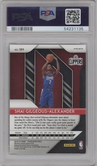 Shai Gilgeous-Alexander from the 2018-19 Panini Prizm set featuring a Green Prizm parallel graded by PSA and given an overall grade of 9.
