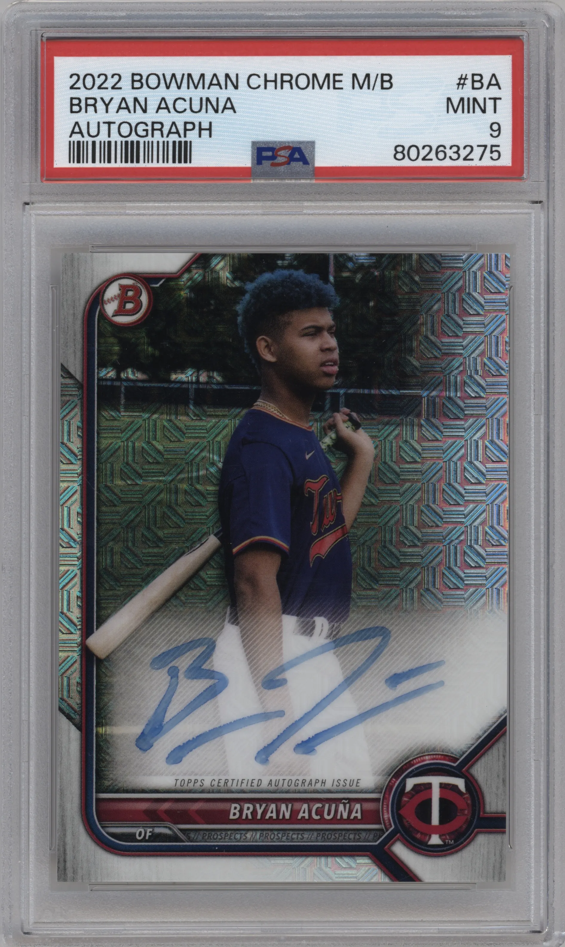2022 Bowman Chrome Mega Box Auto Bryan Acuna #BCMA-BA PSA 9