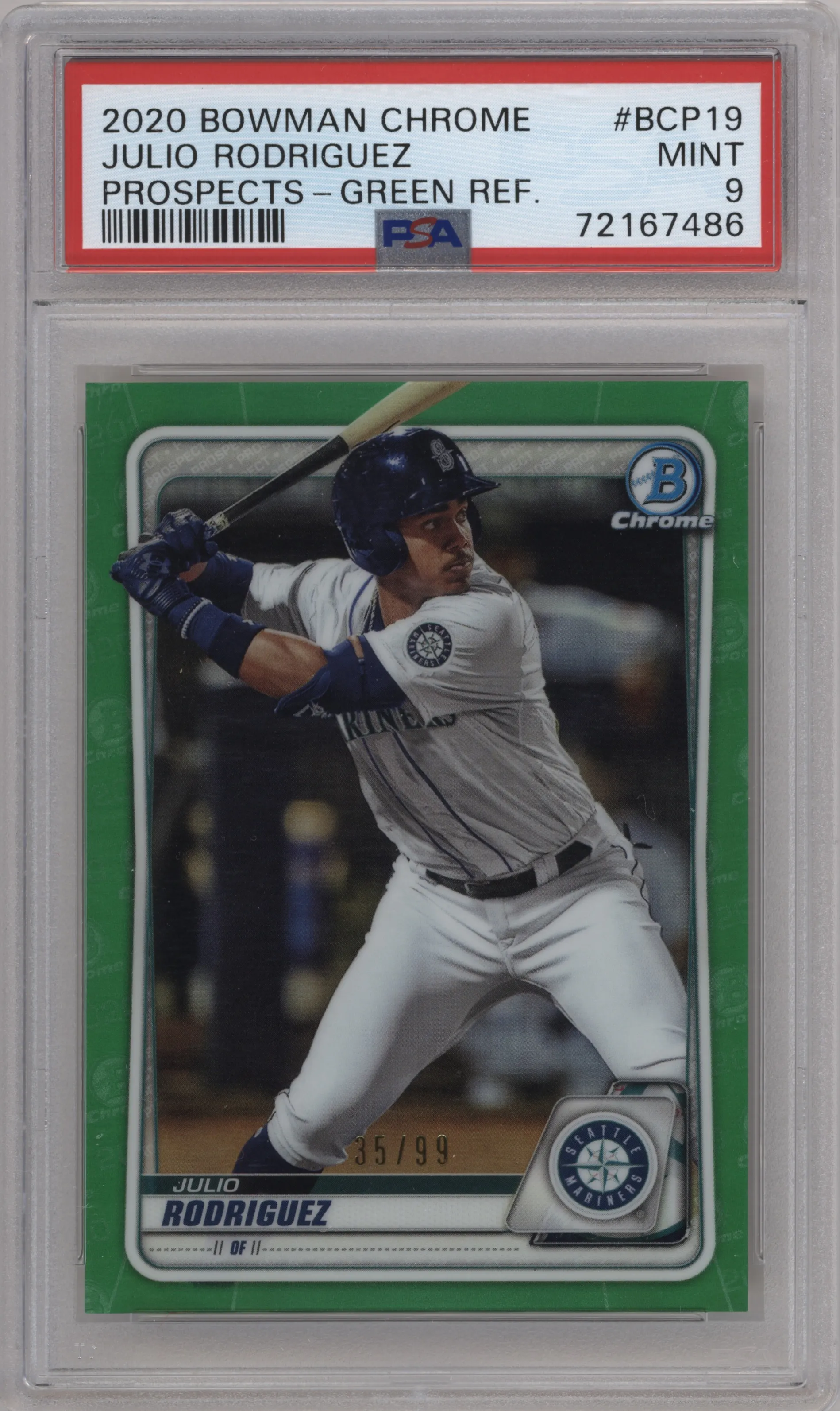 2020 Bowman Chr.Pros. Julio Rodriguez Green Refractor PSA 9