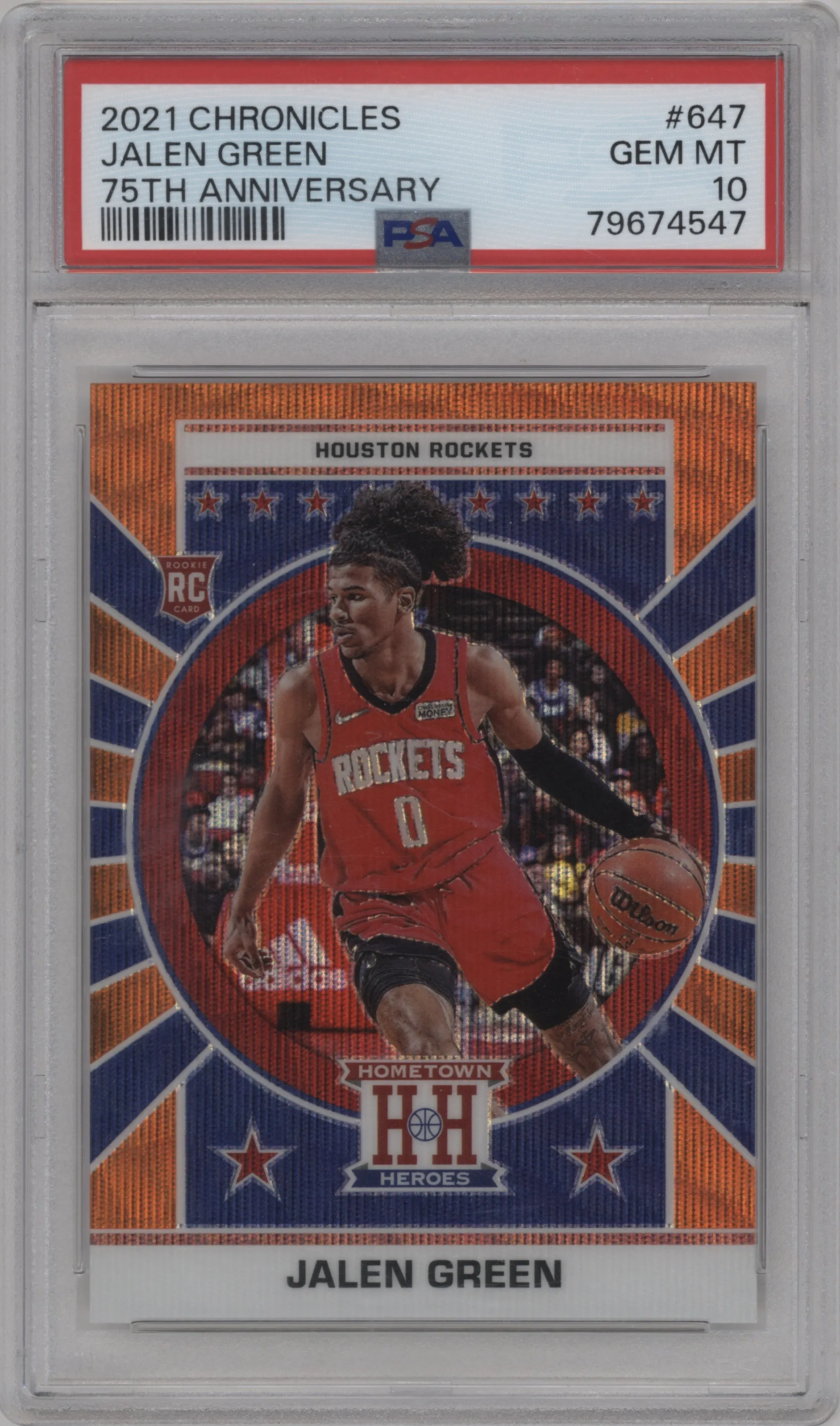 2021 Panini Chronicles Hometown Heroes Jalen Green 75th Anniversary PSA 10