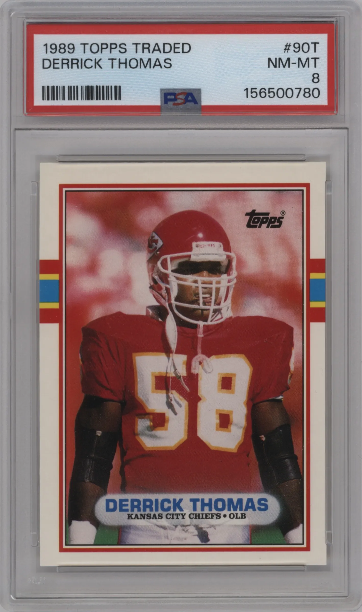 1989 Topps Traded Derrick Thomas PSA 8