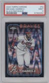 Michael Harris II from the 2024 Topps Chrome set featuring a Black Raywave Refractor parallel graded by PSA and given an overall grade of 9.