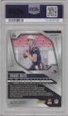 Drake Maye from the 2024 Panini Prizm set featuring a Lazer Prizm parallel graded by PSA and given an overall grade of 10.