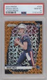 Drake Maye from the 2024 Panini Prizm set featuring a Lazer Prizm parallel graded by PSA and given an overall grade of 10.