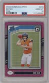 Bo Nix from the 2024 Donruss Optic set featuring a Pink parallel graded by PSA and given an overall grade of 10.