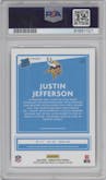 Justin Jefferson from the 2020 Panini Donruss Optic set featuring a Holo parallel graded by PSA and given an overall grade of 9.