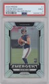 Caleb Williams from the 2024 Panini Prizm set featuring a Silver Prizm parallel graded by PSA and given an overall grade of 9.