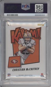 Christian McCaffrey from the 2023 Panini Absolute set graded by PSA and given an overall grade of 10.