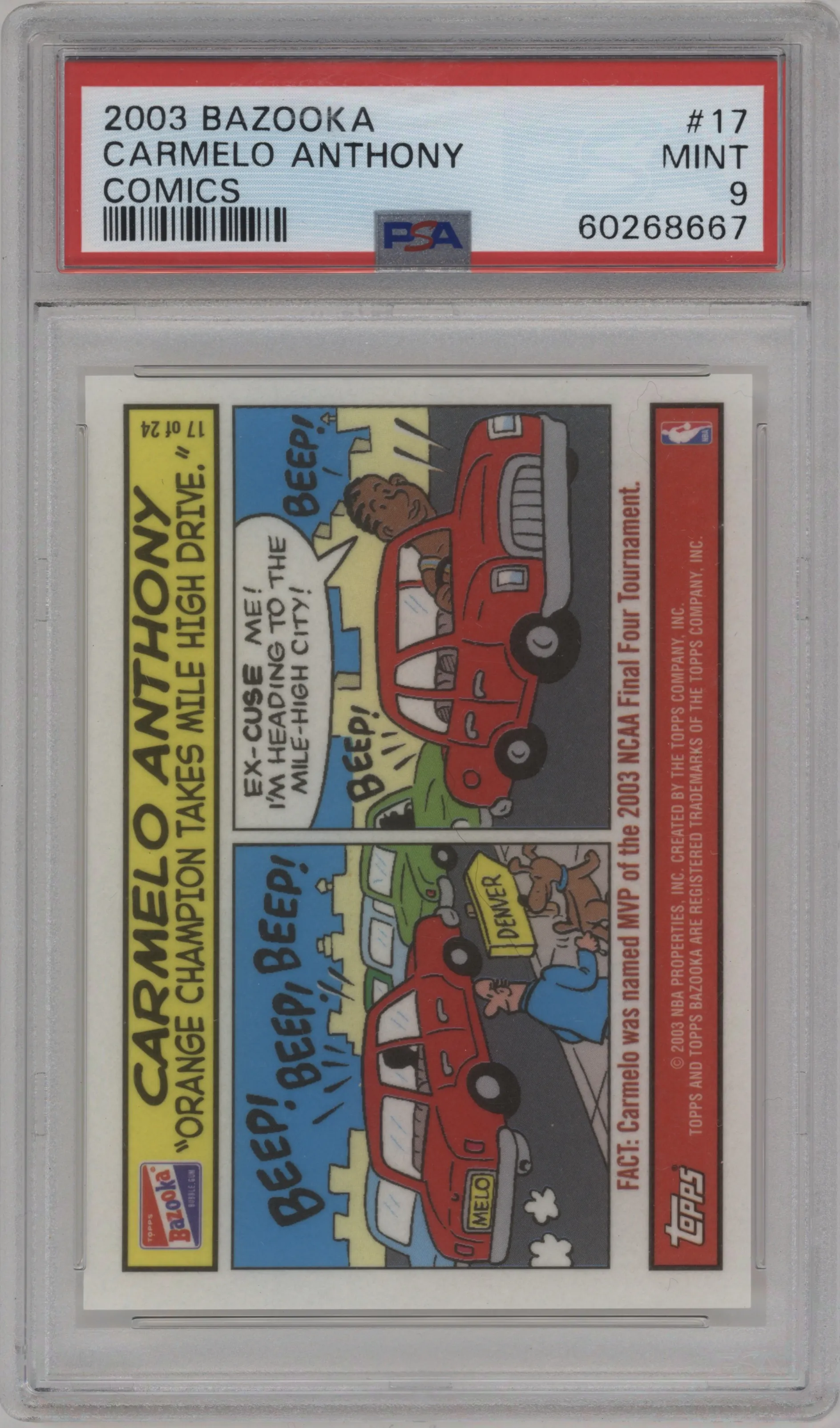 2003 Topps Bazooka Comics Carmelo Anthony #17 PSA 9