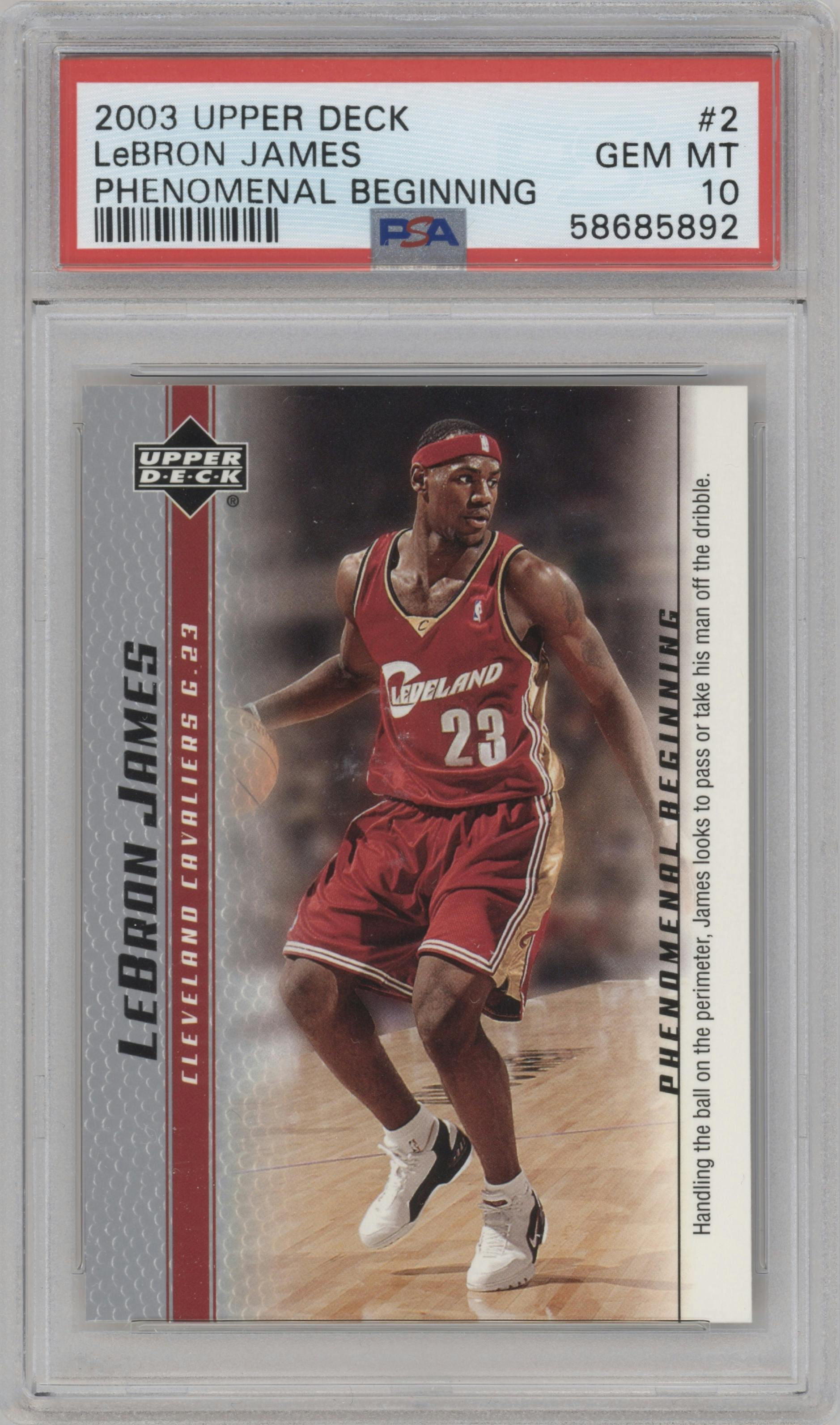 LeBron James from the 2003-04 Upper Deck LeBron James  set graded by PSA and given an overall grade of 10.